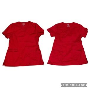 2 Cherokee Workwear Scrub Top V-Neck Short Sleeve Professional Medical Uniform M